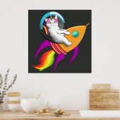 Digitale kunst | Wall Art | Astro Kat Unicorn Spac Poster (Keuken)