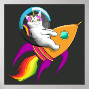 Digitale kunst Wall Art Astro Kat Unicorn Spac Poster
