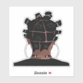 Digitale kunst, zwart haar kunstwerk sticker (Vel)