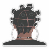 Digitale kunst, zwart haar kunstwerk sticker (Voorkant)