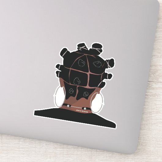 Digitale kunst, zwart haar kunstwerk sticker (Detail)