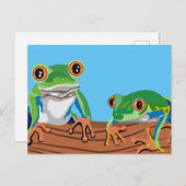 Digitale kunstboomkikkers op een logboek briefkaart (Voorkant / Achterkant)