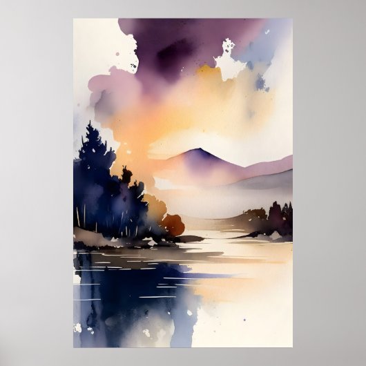 Digitale kunstdrukken voor het Serene Lake en Moun Poster (Voorkant)