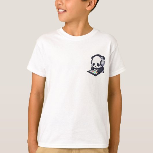 Digitale Kunstenaar Panda Tekent Kinderen T-shirt (Voorkant)