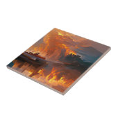 Digitale kunstfantasiewereld voor vuur en water tegeltje (Zijkant)