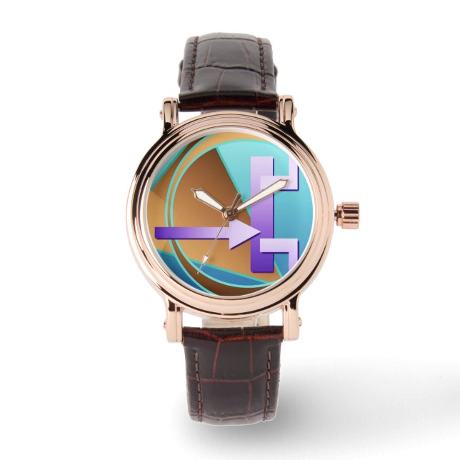 Digitale kunstfoto "Circuit Diagram", turquoise Horloge (Voorkant)