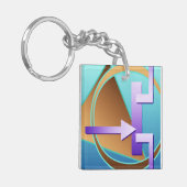 Digitale kunstfoto "Circuit Diagram", turquoise Sleutelhanger (Voorkant Links)