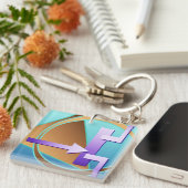Digitale kunstfoto "Circuit Diagram", turquoise Sleutelhanger (Voorkant Rechts)