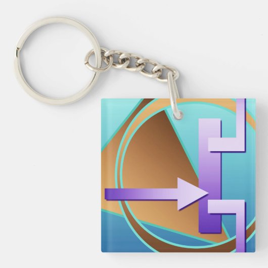 Digitale kunstfoto "Circuit Diagram", turquoise Sleutelhanger (Voorkant)