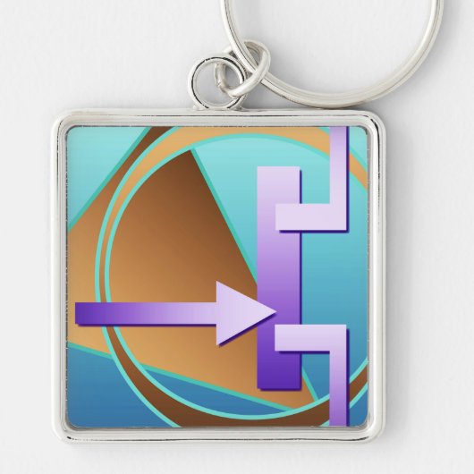 Digitale kunstfoto "Circuit Diagram", turquoise Sleutelhanger (Voorkant)
