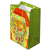 Digitale kunstkerstman met "kleurrijke Claus" Medium Cadeauzakje (Achterkant Gekanteld)