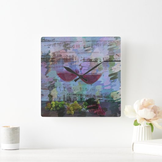 Digitale kunstklok met wijnindrukking vierkante klok (Huis)