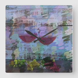 Digitale kunstklok met wijnindrukking vierkante klok