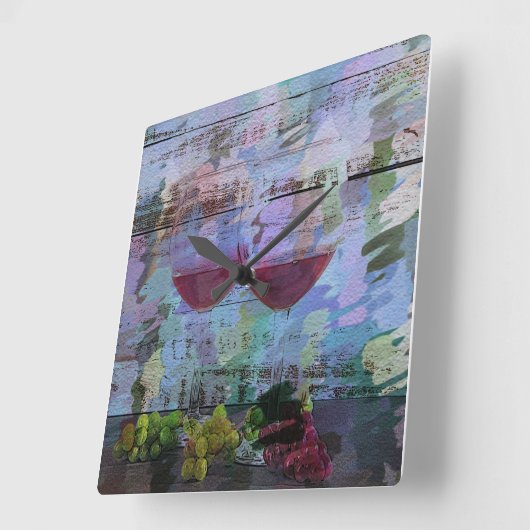 Digitale kunstklok met wijnindrukking vierkante klok (Hoek)