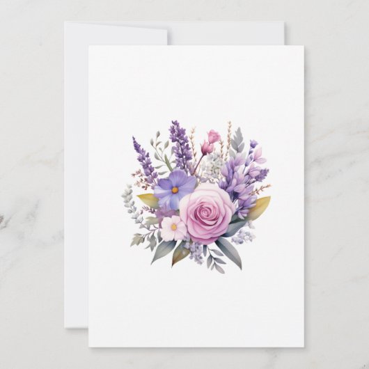 Digitale lavendel bloem bruiloft repetitie diner kaart (Achterkant)