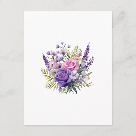 Digitale Lavendel Bloemen Bruiloft Gast Details Informatiekaartje (Achterkant)