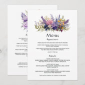 Digitale Lavendel Bloemen Bruiloft Menu (Voorkant / Achterkant)