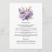 Digitale lavendel bloemige bruiloft menu (Achterkant)
