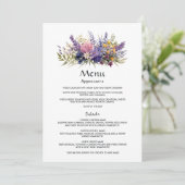 Digitale lavendel bloemige bruiloft menu (Staand voorkant)