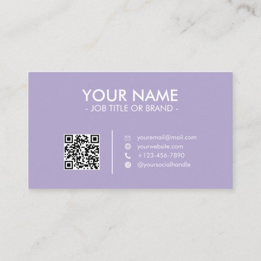 Digitale lavender | Minimale professionele QR-code Visitekaartje (Achterkant)