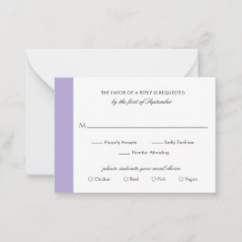 Digitale lavender Paars Weddenschap Mini RSVP-kaar Notitiekaartje
