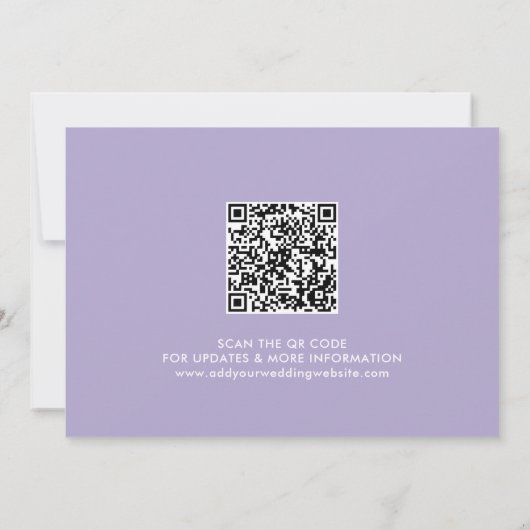 Digitale lavender QR-code met moderne kalligrafie Save The Date (Achterkant)