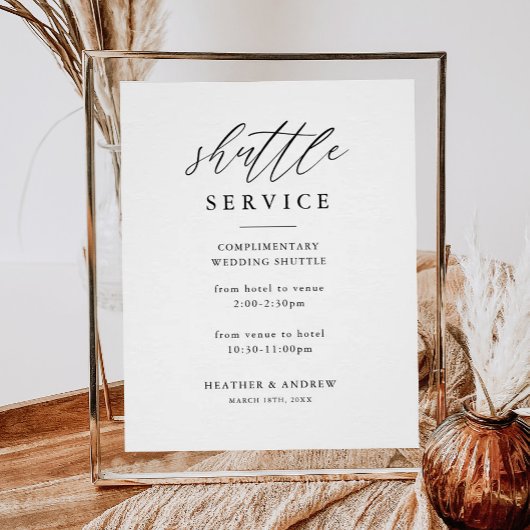 Digitale legant Wedding Shuttle Service Sign Poster