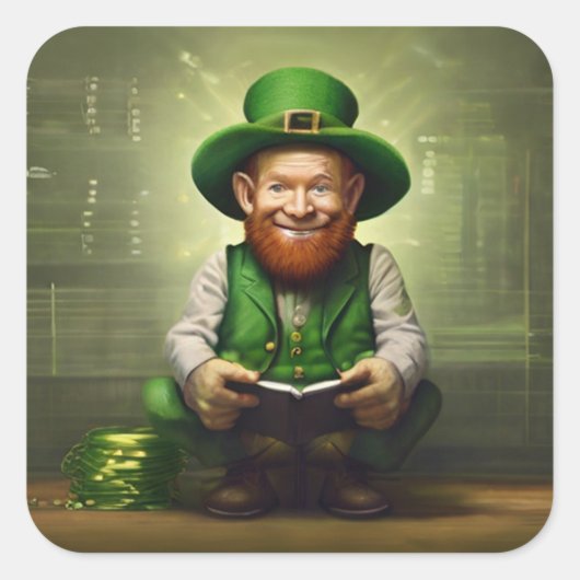 Digitale Leprechaun Replechaun Vierkante Sticker (Voorkant)