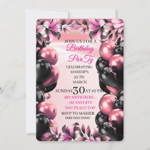 Digitale Let's Party Roze Glitter Ballonnen Verjaa Kaart