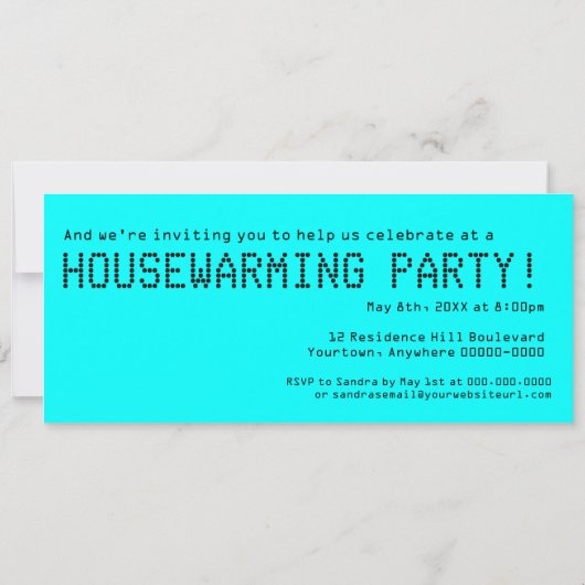 Digitale-look-Moving en Housewarming Party Kaart (Achterkant)