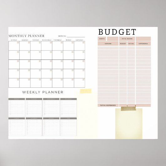 Digitale maandelijkse budgetplanner poster (Voorkant)