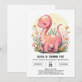 Digitale magische elegante dinosaurus meisje verja kaart (Voorkant / Achterkant)