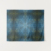 Digitale Mandala Blauw en Geel Wandkleed (Voorkant (horizontaal))