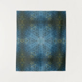Digitale Mandala Blauw en Geel Wandkleed (Voorkant)