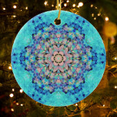Digitale Mandala blauw en roze Keramisch Ornament