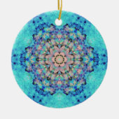 Digitale Mandala blauw en roze Keramisch Ornament (Voorkant)