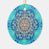 Digitale Mandala blauw en roze Keramisch Ornament (Links)