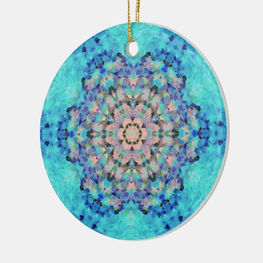 Digitale Mandala blauw en roze Keramisch Ornament (Links)