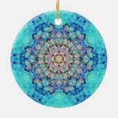 Digitale Mandala blauw en roze Keramisch Ornament (Achterkant)