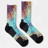 Digitale Mandala Blauw Geel en Paarse Sokken (Rechts)