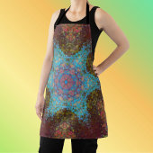 Digitale Mandala Blauw Rood en Groen Schort