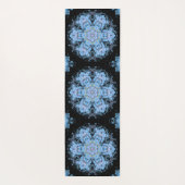 Digitale Mandala Bloem Blauw en Zwart Yogamat (Achterkant)