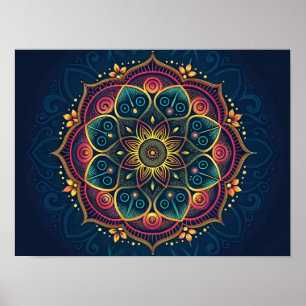 Digitale mandala: een caleidoscoop van kleur poster