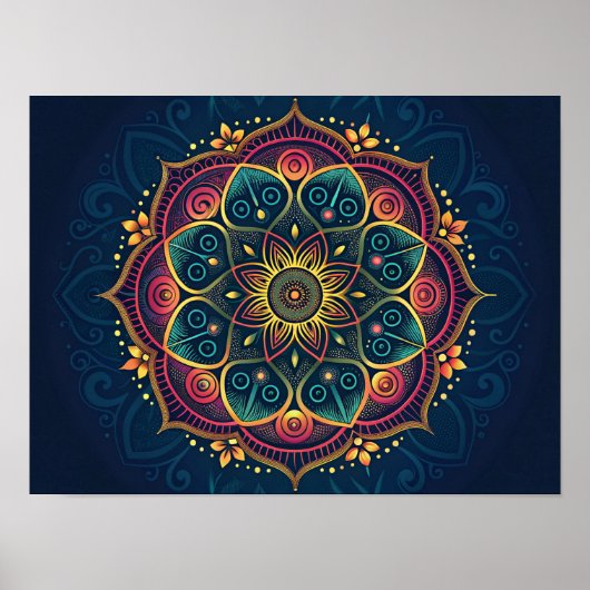 Digitale mandala: een caleidoscoop van kleur poster (Voorkant)