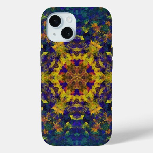 Digitale Mandala Geel Blauw en Groen Case-Mate iPhone Case (Achterkant)