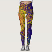 Digitale Mandala Geel Blauw en Paarse Leggings (Voorkant)