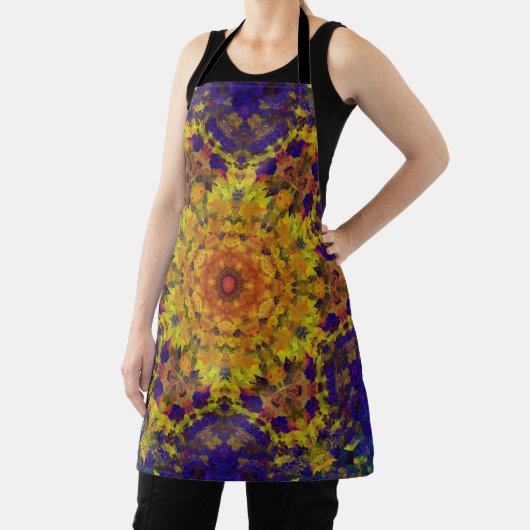 Digitale Mandala Geel Blauw en Paarse Schort (Insitu)