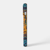 Digitale Mandala Geel Blauw en Rood iPhone 15 Case (Linkerkant)