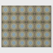 Digitale Mandala Geel en Blauw Cadeaupapier (Vlak)