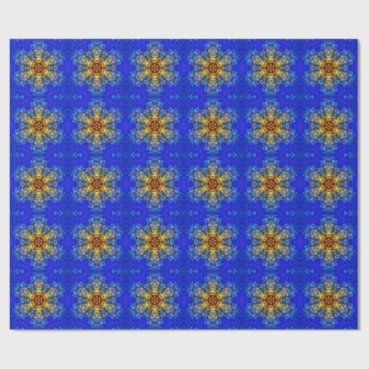 Digitale Mandala Geel en Blauw Cadeaupapier (Vlak)
